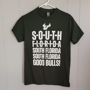 USF University Of South Florida Collage Men's Shirt Small Green Short Sleeve